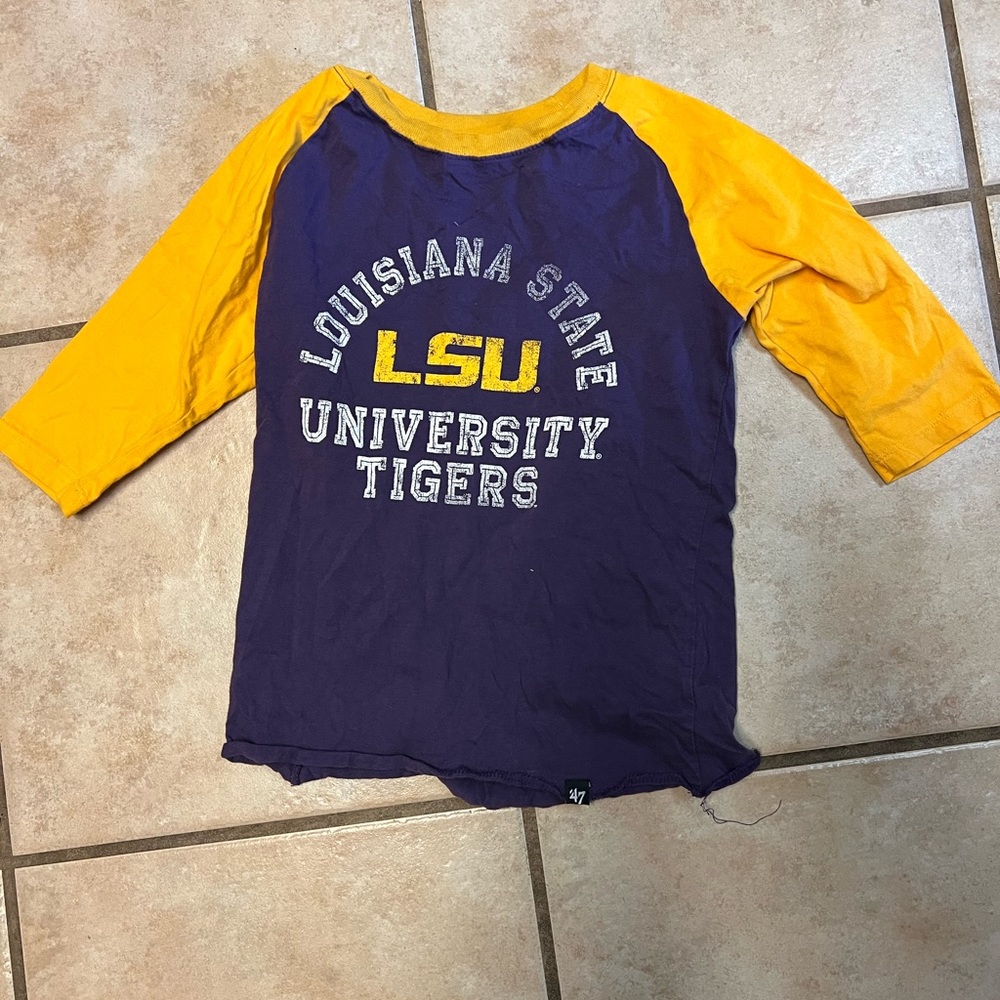 LSU purple gold long sleeve youth shirt